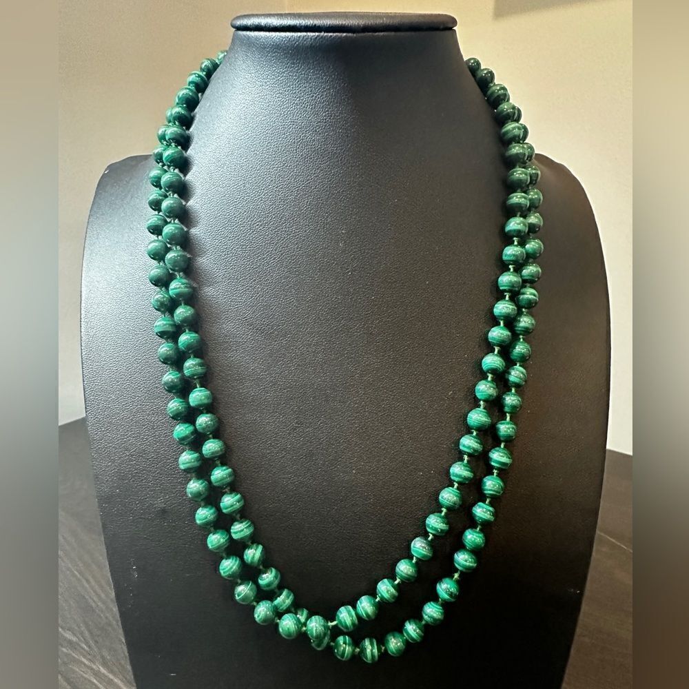42" of genuine 6mm malachite beaded necklace!